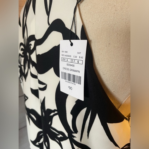 MNG Mango Dress Black/White Fully Lined Floral Size 4 Dress Corporate - Picture 9 of 16